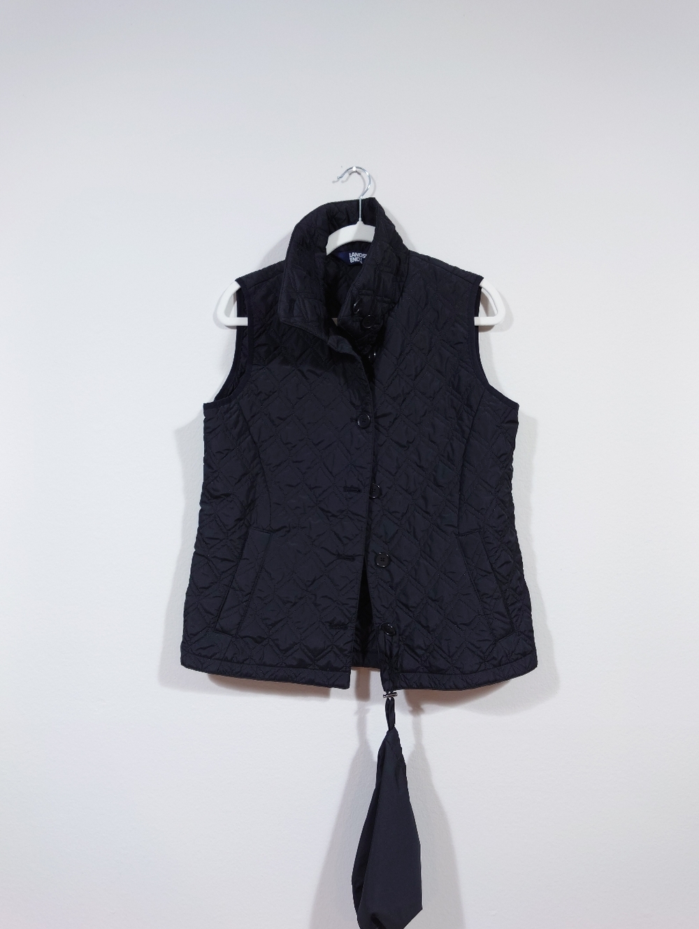 Land’s End Quilted Vest Packable Black Lightweight Puffer Vest Size S